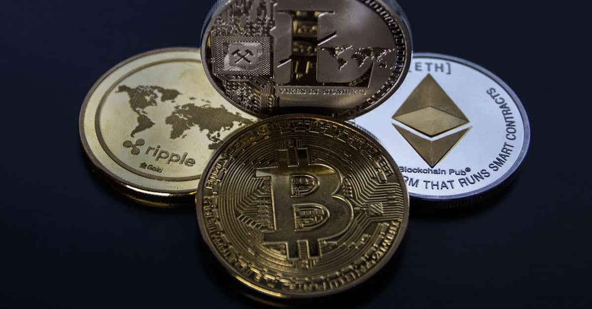 Pièces de crypto-monnaie et graphique de cours